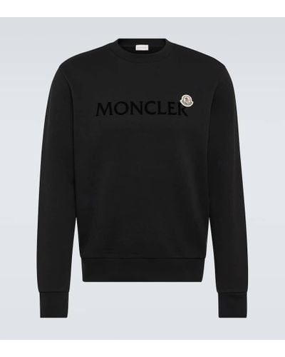Moncler Logo Cotton Fleece Sweatshirt - Black