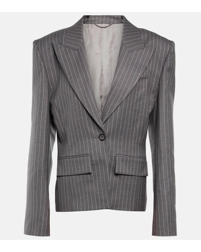 Magda Butrym Oversized Pinstriped Wool Blazer - Grey