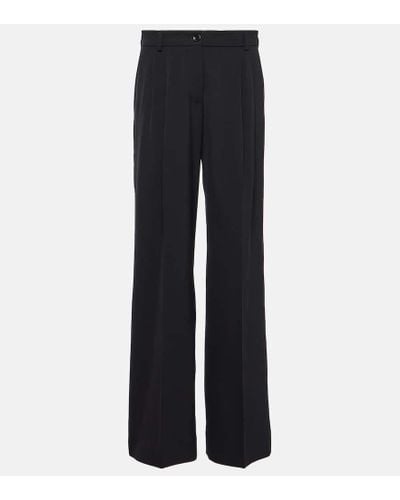 Dolce & Gabbana Pleated Wool-blend Wide-leg Pants - Black