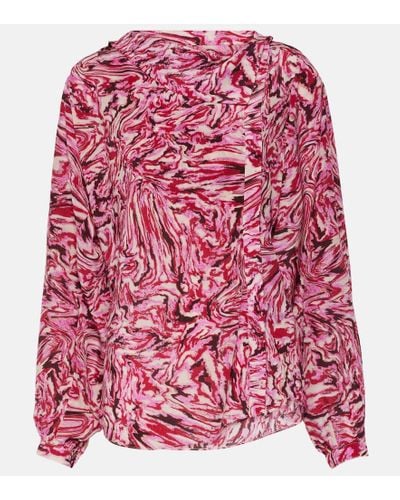 Isabel Marant Blusa Tiphaine in seta con stampa - Rosso
