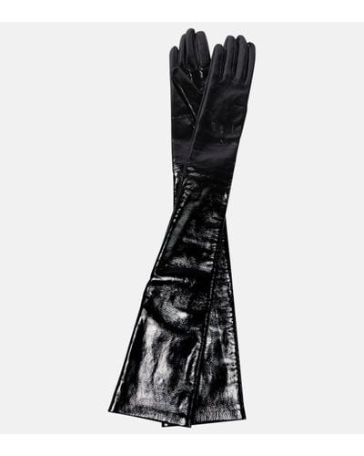 Alexander McQueen Patent Leather Gloves - Black