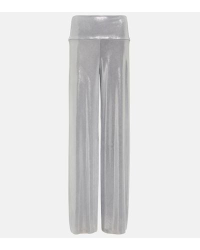 Norma Kamali Elephant Lame Wide-leg Trousers - Grey
