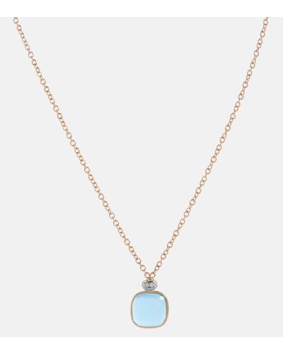 Pomellato Nudo 18kt Gold Necklace With Blue Topaz And Diamonds - Metallic