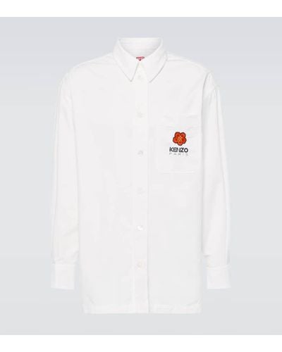 KENZO Besticktes Oversize-Hemd aus Baumwolle - Weiß