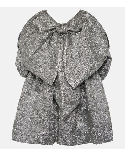 Simone Rocha Bow-detail Cloque Minidress - Gray