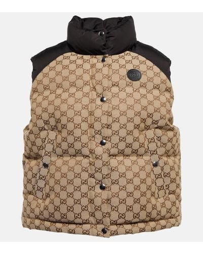 Gucci GG Cotton Canvas Puffer Vest - Brown
