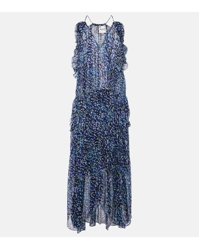 Isabel Marant Fadelo Printed Muslin Midi Dress - Blue