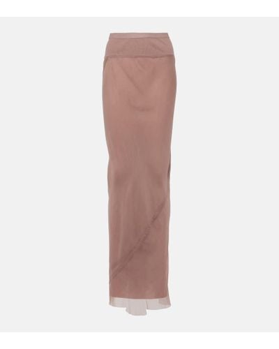 Rick Owens Silk Maxi Skirt - Pink