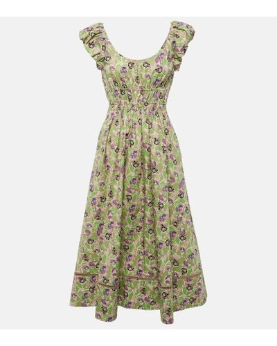Tory Burch Floral Cotton Midi Dress - Green