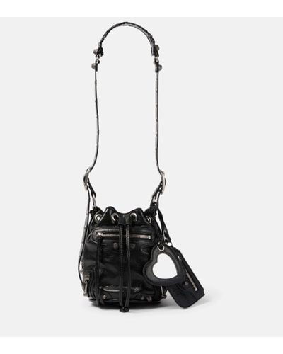 Balenciaga Le Cagole Xs Leather Bucket Bag - Black