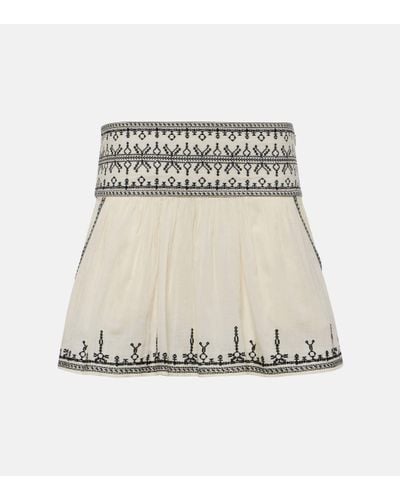 Isabel Marant Picadilia Smocked Cotton Miniskirt - Natural