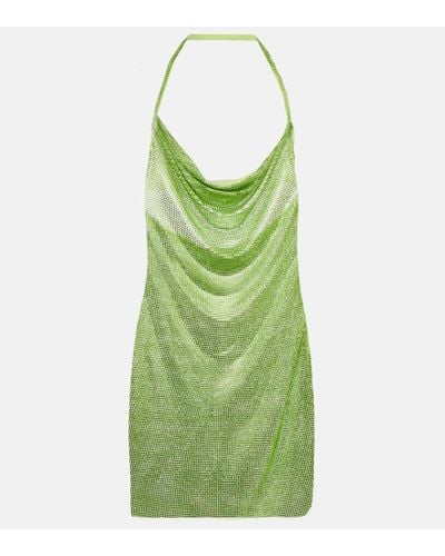 GIUSEPPE DI MORABITO Vestido corto de malla con cristales - Verde