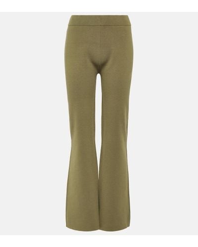JOSEPH Stretch Silk-blend Flared Pants - Green