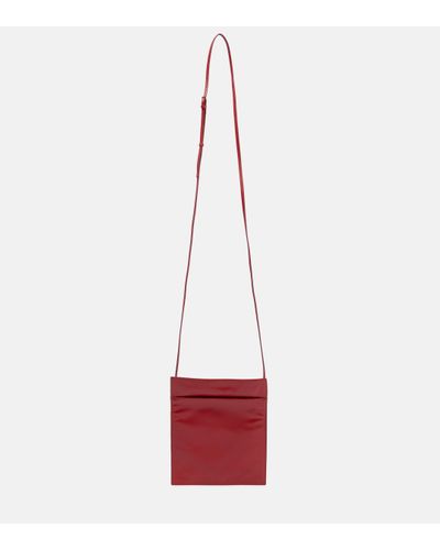 The Row Leather Coin Purse On A Strap - Red
