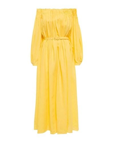 Gabriela Hearst Vestido largo Martha de lino - Amarillo