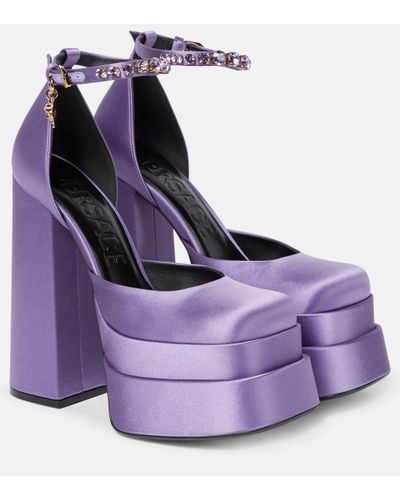 Versace Medusa Aevitas Satin Platform Court Shoes - Purple