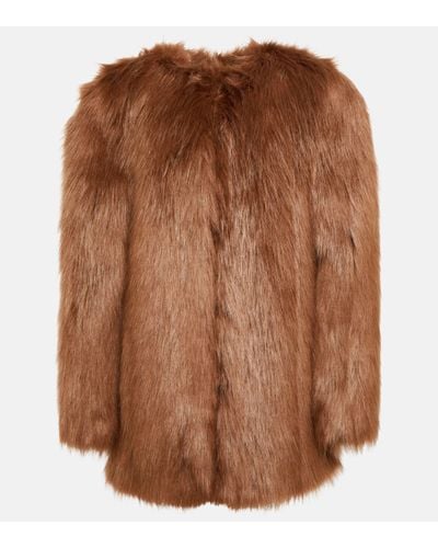 Saint Laurent Animal-free Fur Jacket - Brown