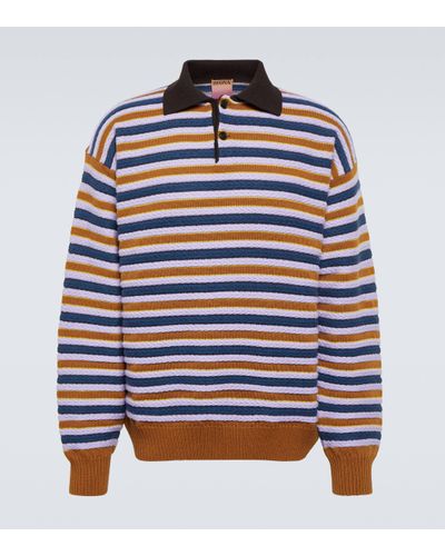 Zegna X The Elder Statesman Cashmere And Wool Polo Jumper - Blue