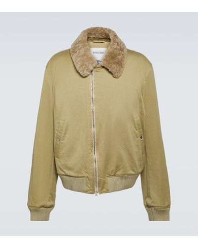 Burberry Shearling Trimmed Cotton Jacket - Green