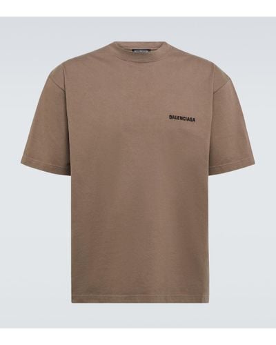 Balenciaga Camiseta de punto fino de algodon - Marrón