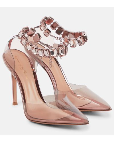 Gianvito Rossi Embellished Pvc Court Shoes - Pink