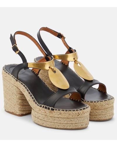 Chloé Pema Leather Espadrille Platform Sandals - Metallic