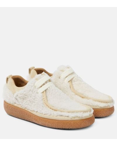 Ami Paris Lace-up Shearling Loafers - White