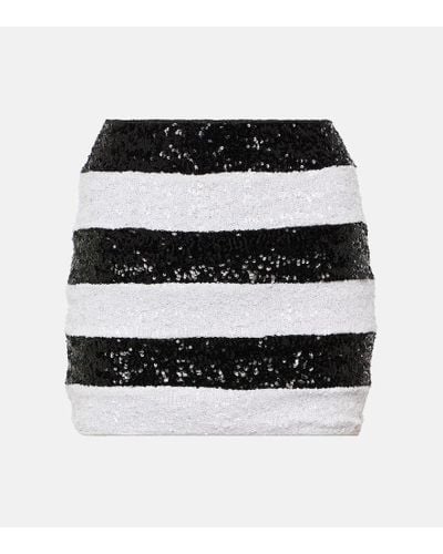 Oséree Pailettes Striped Miniskirt - Black