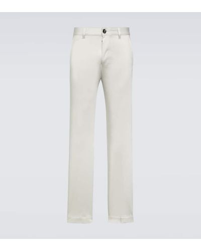 Ami Paris Straight Cotton Satin Chinos - White