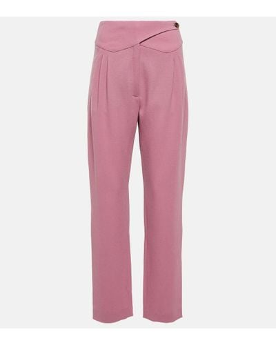 Blazé Milano High-Rise-Hose Cool & Easy aus Wolle - Pink