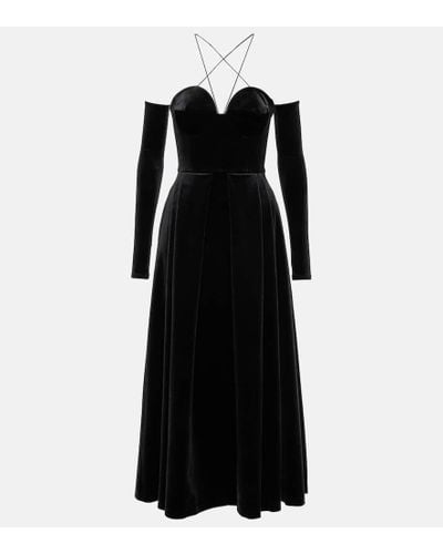 Alex Perry Patten Pleated Velvet Gown And Gloves Set - Black
