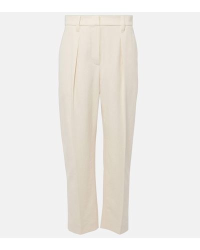 Brunello Cucinelli Gabardine High-rise Straight Trousers - White