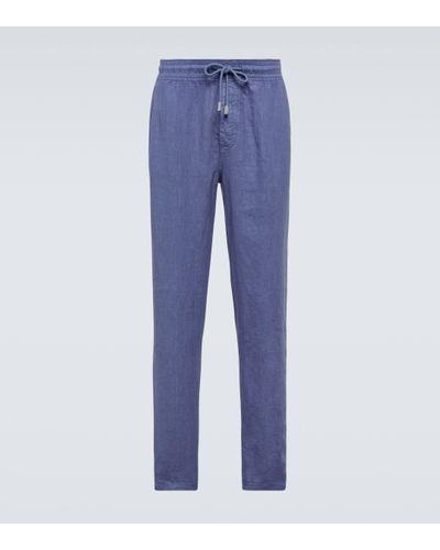 Vilebrequin Pacha Linen Wide-leg Trousers - Blue