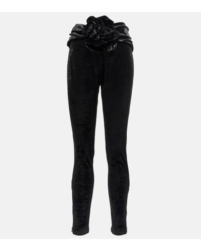 Magda Butrym Floral Appliqued Velvet leggings - Black