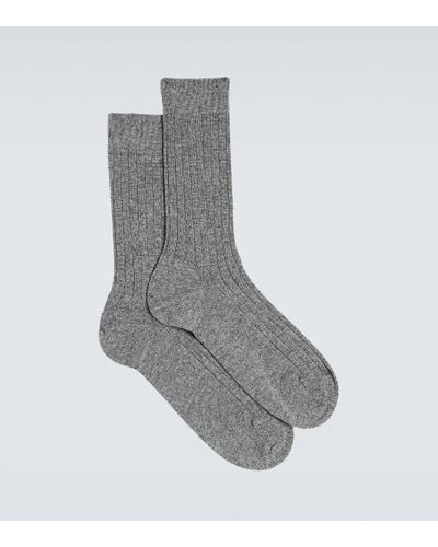 Sunspel Ribbed-knit Cashmere Socks - Grey