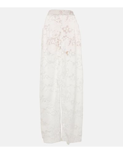 Oscar de la Renta High-rise Wide-leg Lace Trousers - White