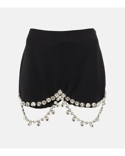 Area Embellished Wool Miniskirt - Black