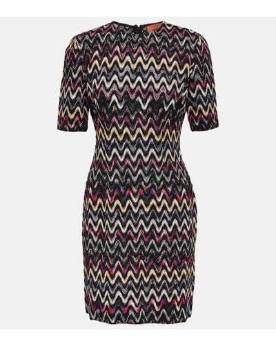Missoni Zigzag-embroidered wool-blend dress - Nero