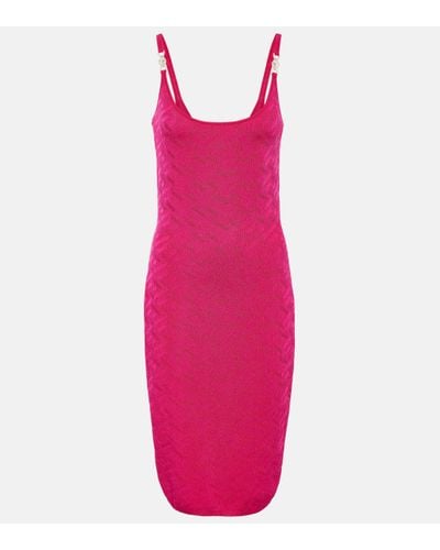 Versace La Greca Medusa '95 Knitted Midi Dress - Pink