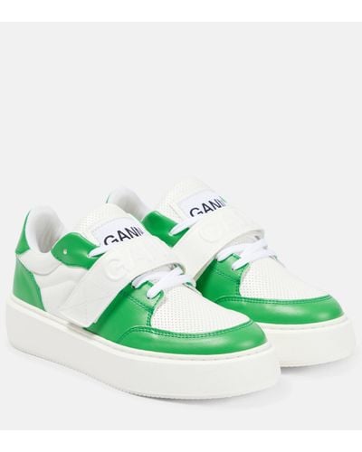 Ganni Faux Leather Trainers - Green