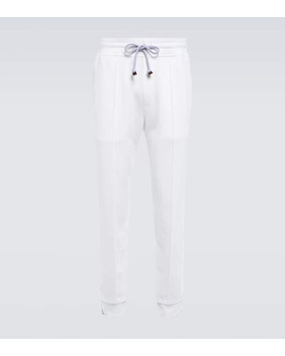 Brunello Cucinelli Tapered Cotton Sweatpants - White