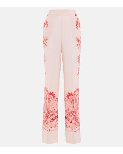 Etro Floral High-rise Silk Palazzo Pants - Pink