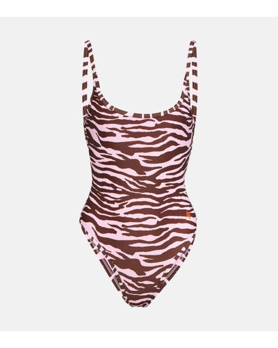 The Attico Zebra-printed Swimsuit - Red