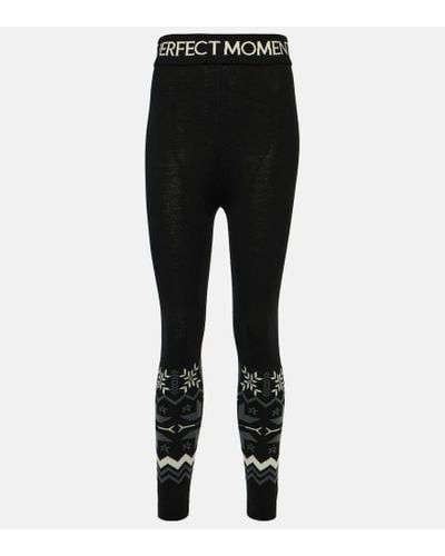 Perfect Moment Ski-Leggings Nordic aus Wolle - Schwarz