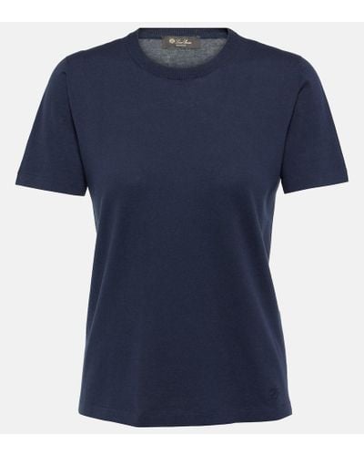Loro Piana T-Shirt Angera aus Baumwolle - Blau