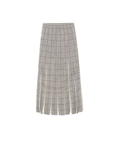 Gabriela Hearst Binka Checked Wool Midi Skirt - Gray