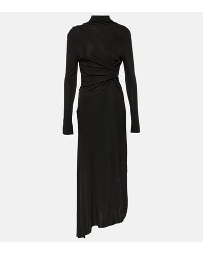 Victoria Beckham Gathered Draped Midi Dress - Black
