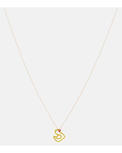 Aliita Halskette Patito aus 9kt Gelbgold mit Emaille - Weiß