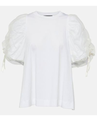 Simone Rocha T-shirt en coton et tulle - Blanc