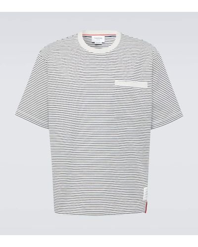 Thom Browne Camiseta de jersey de algodon a rayas - Blanco